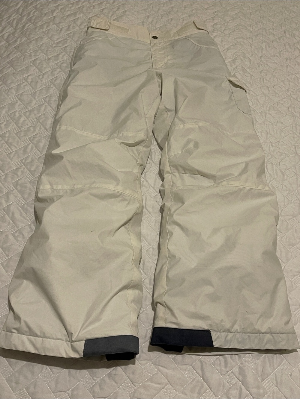 Columbia Kids White Cargo Snow Pants with Dark Hem